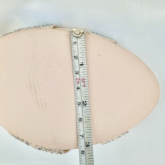 High Heel Dress Shoes Satin Rhinestones Rose Gold Never Worn Wedding Prom Party - Picture 7 of 8